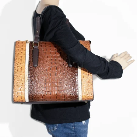 2pc 2 Tone Croc Satchel with Wallet