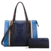 2pc 2 Tone Croc Satchel with Wallet