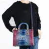 2pc 2 Tone Croc Bag with Wallet