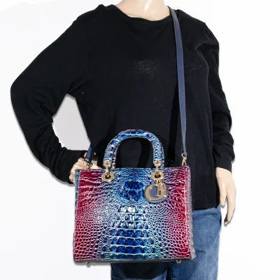 2pc 2 Tone Croc Bag with Wallet