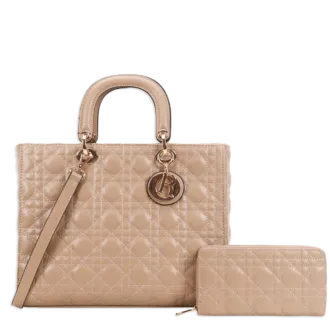 2pc Large Quilted Bag with Wallet