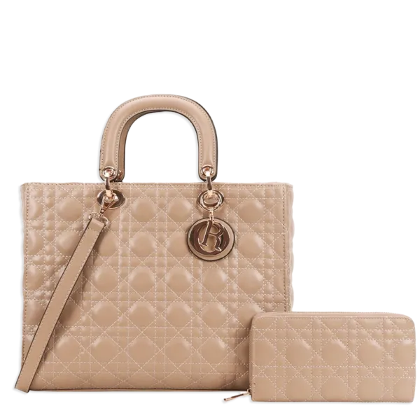 2pc Large Quilted Bag with Wallet
