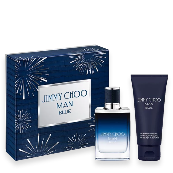 Jimmy Choo Man Blue 1.7 oz. Gift Set box and items