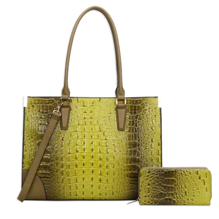 2pc Croc Satchel with Wallet