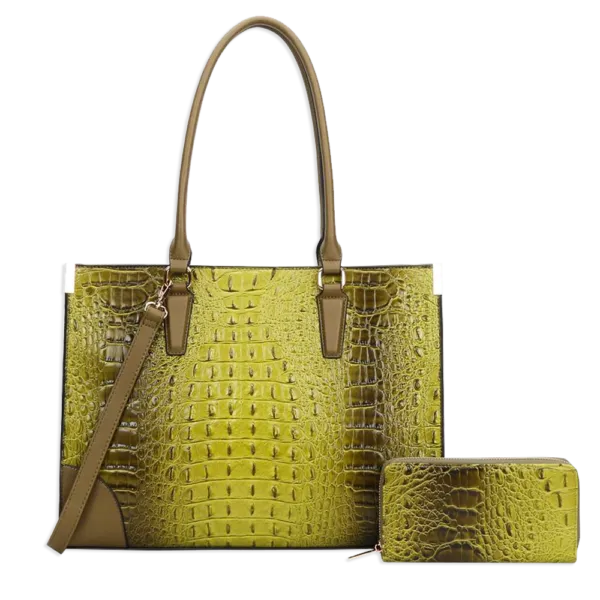 2pc Croc Satchel with Wallet