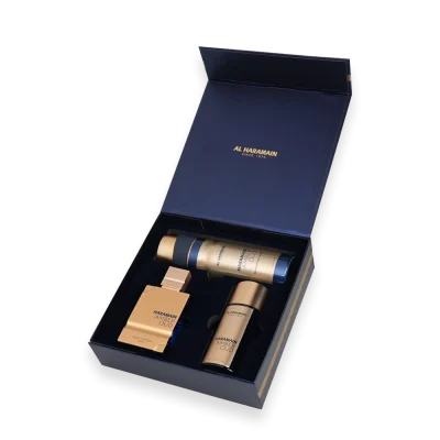 Amber Oud Bleu Edition by Al Haramain Perfumes 2.5 oz. Gift Set