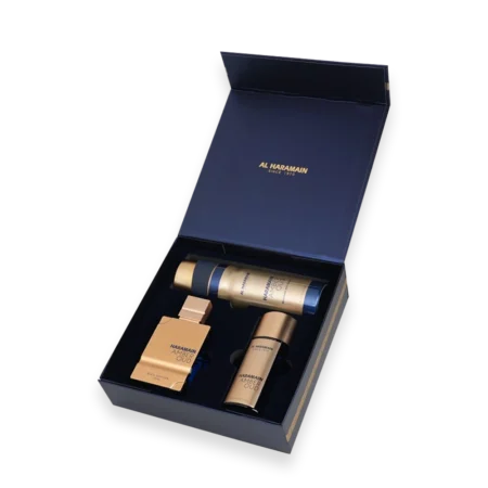 Amber Oud Bleu Edition by Al Haramain Perfumes 2.5 oz. Gift Set