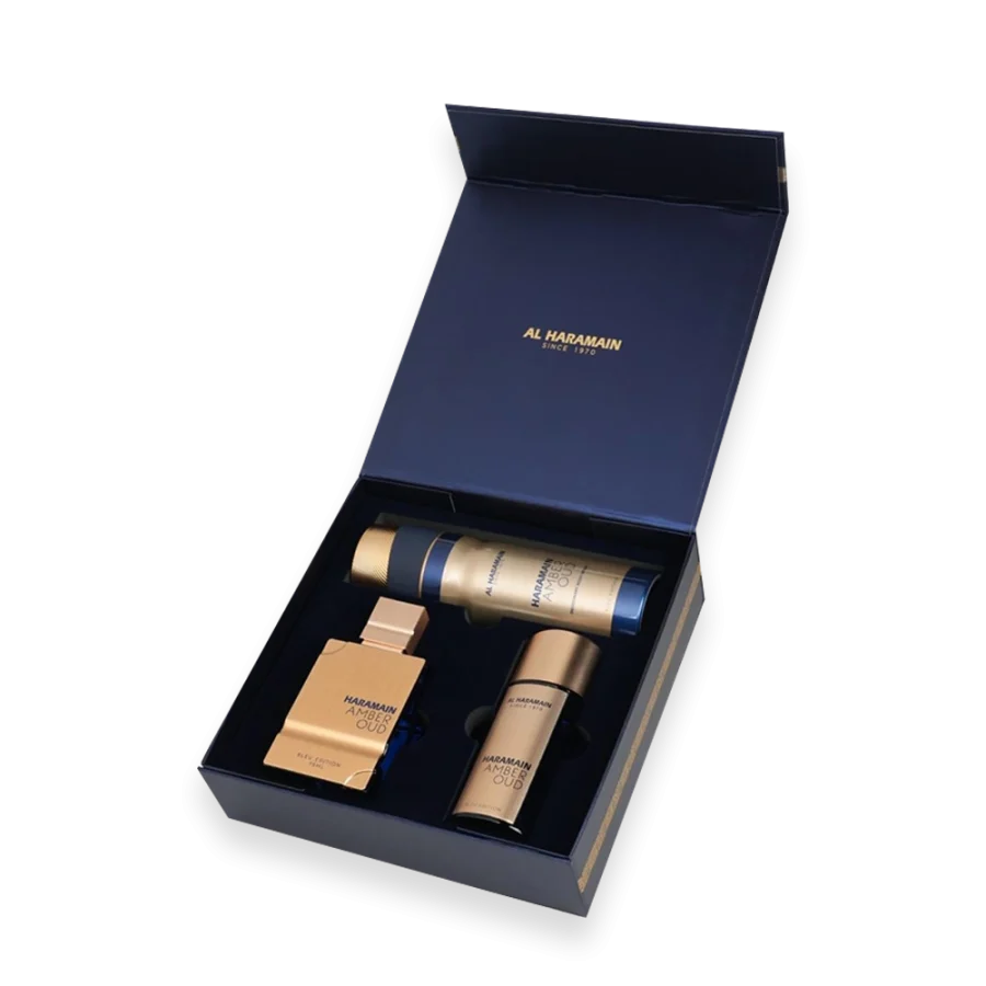 Amber Oud Bleu Edition by Al Haramain Perfumes 2.5 oz. Gift Set