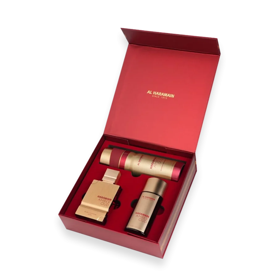Amber Oud Ruby Edition by Al Haramain Perfumes 2.5 oz. Gift Set