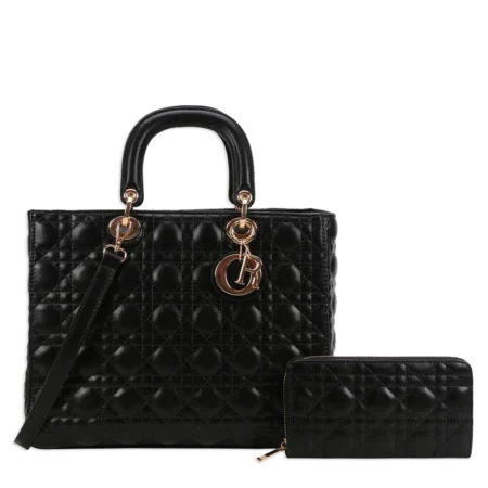 2pc Large Quilted Bag with Wallet