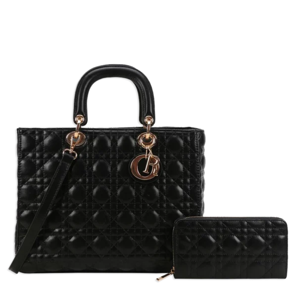 2pc Large Quilted Bag with Wallet