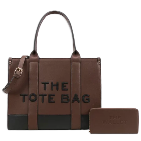 2pc The XL Leather Tote Bag with Wallet