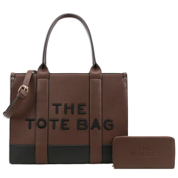 2pc The XL Leather Tote Bag with Wallet