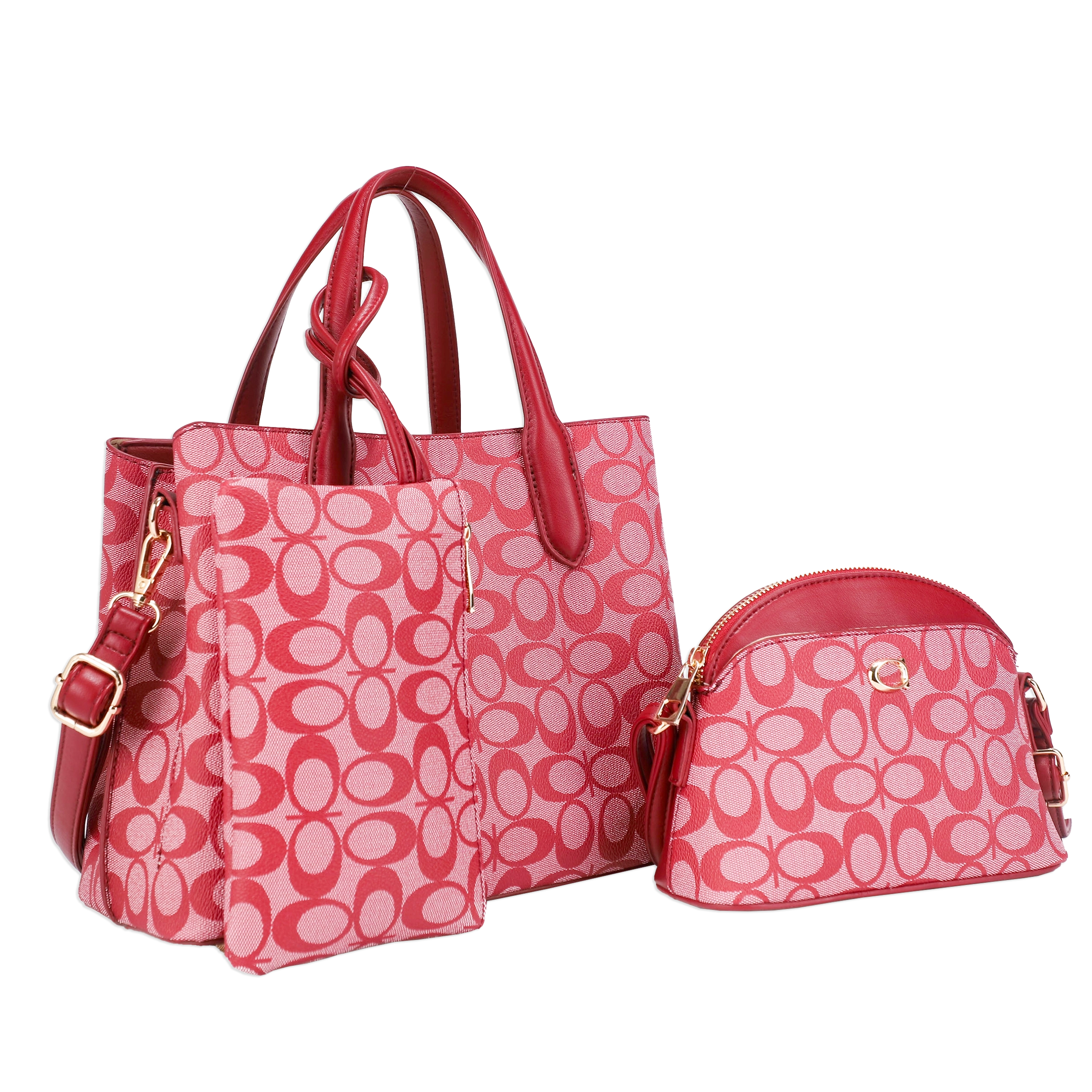 3pc Halfmoon Satchel with Pouch & Crossbody