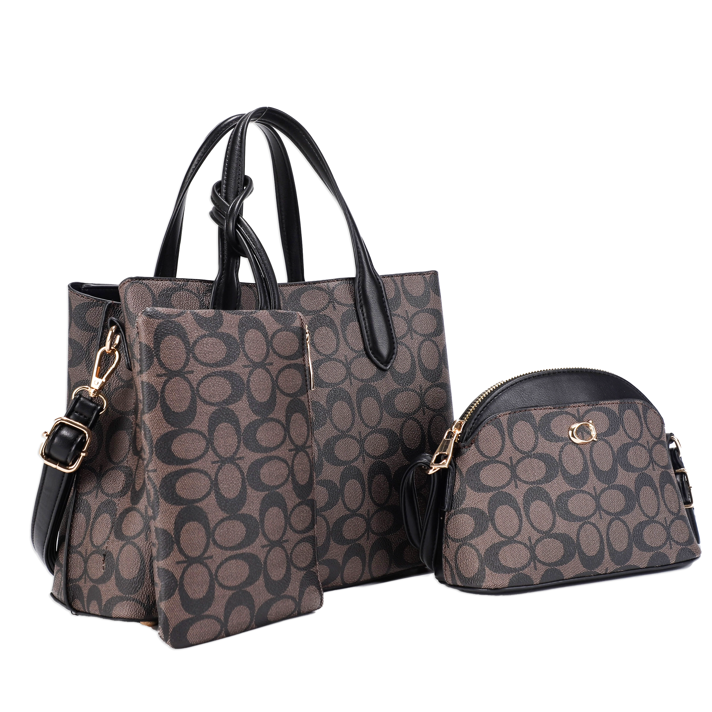 3pc Halfmoon Satchel with Pouch & Crossbody