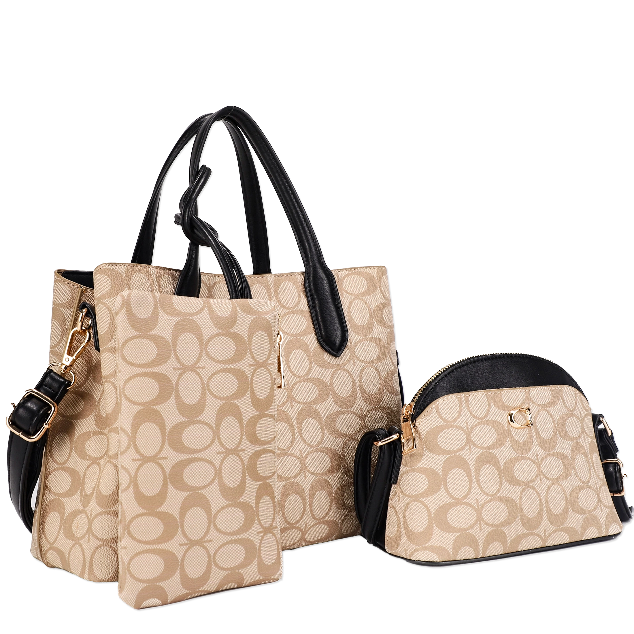 3pc Halfmoon Satchel with Pouch & Crossbody