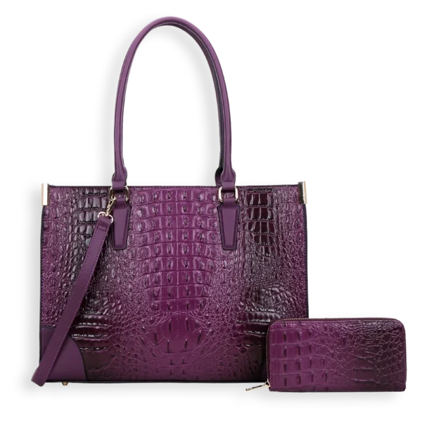 2pc Croc Satchel with Wallet