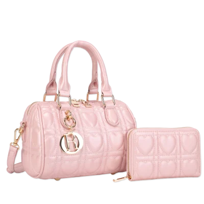 2pc Quilted Heart Crossbody with Wallet