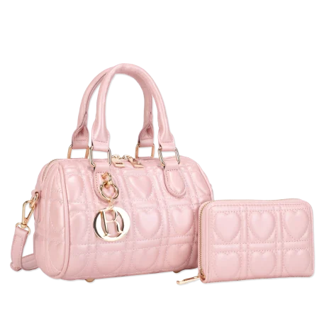 2pc Quilted Heart Crossbody with Wallet