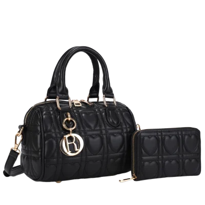 2pc Quilted Heart Crossbody with Wallet