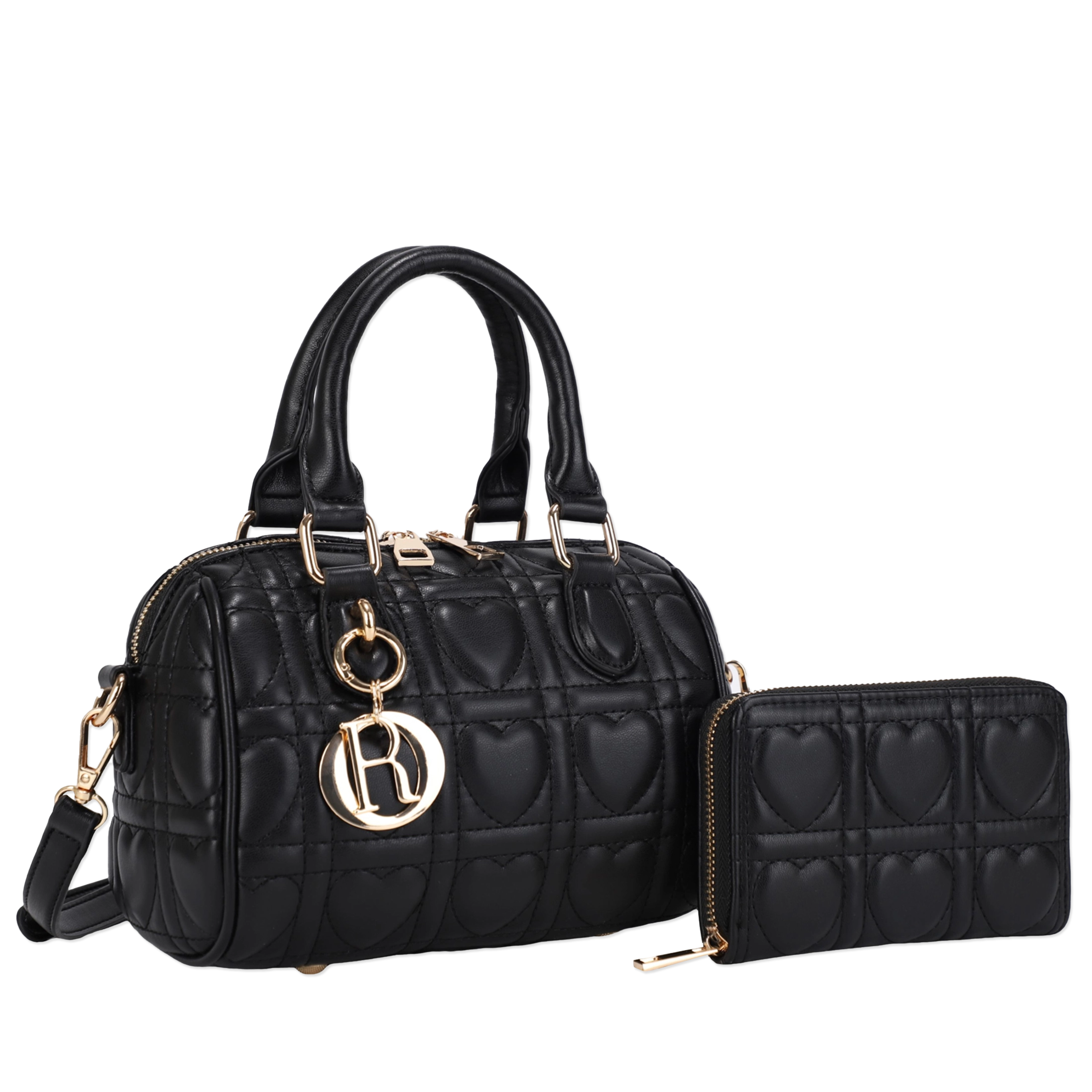 2pc Quilted Heart Crossbody with Wallet