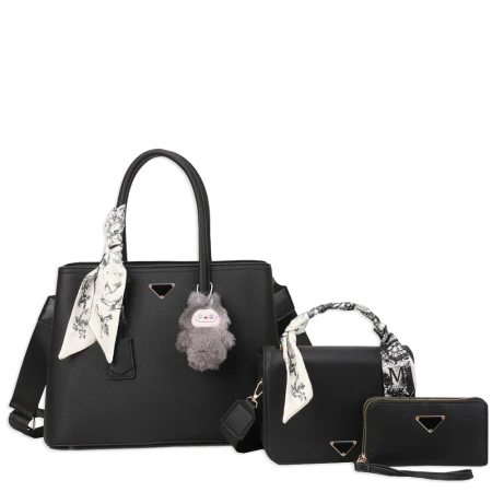 3pc Satchel Bag with Wallet & Crossbody