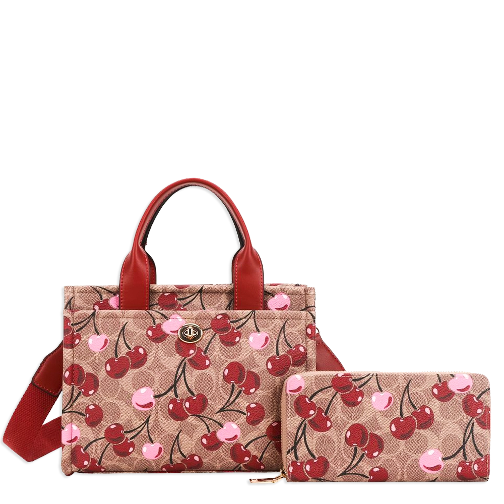 2pc Cherry Tote with Wallet