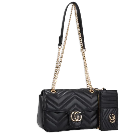 2pc Quilted Crossbody with Card Holder