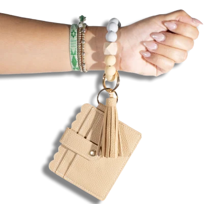 Card Holder with Beaded Wristlet