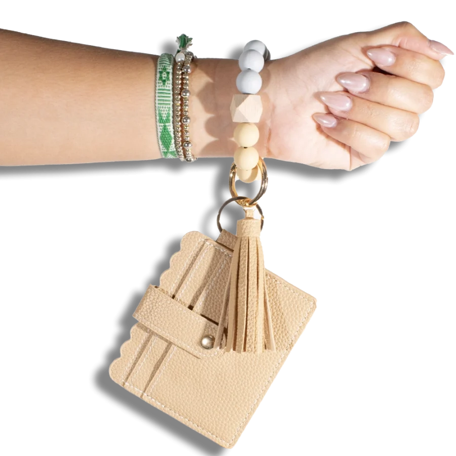 Card Holder with Beaded Wristlet