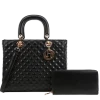 2pc Quilted Bag with Tag & Wallet