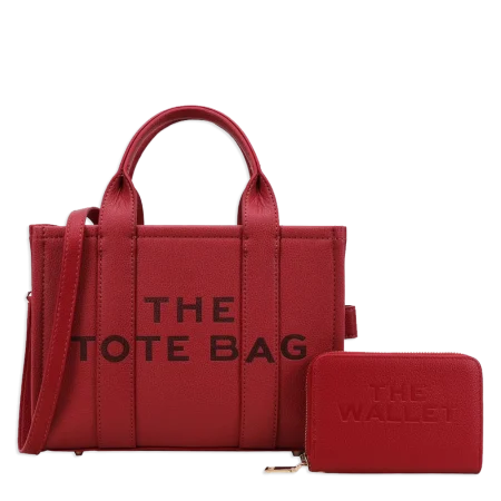 2pc The Medium Tote Bag with Wallet *PU Leather*