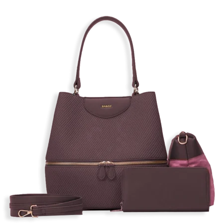 3pc Canvas Bucket with Wallet & Makeup Bag