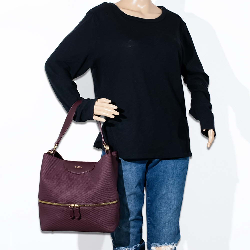 3pc Canvas Bucket with Wallet & Makeup Bag