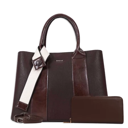 2pc Double Stripe Bag with Ribbon & Wallet