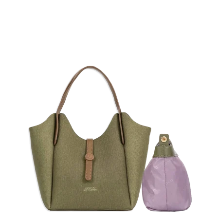 2pc Buttom Strap Satchel with Removable Makeup Bag