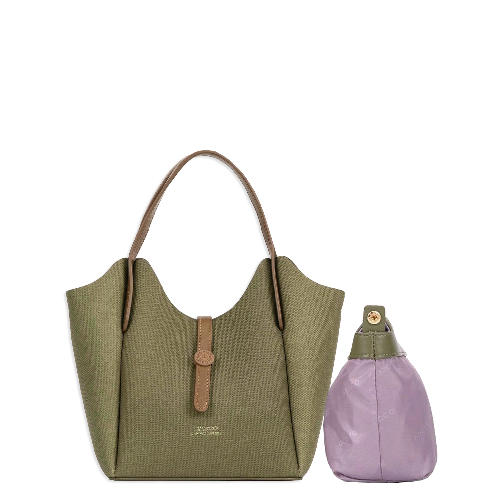 2pc Buttom Strap Satchel with Removable Makeup Bag