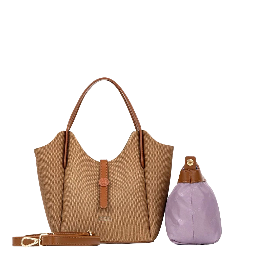 2pc Buttom Strap Satchel with Removable Makeup Bagv