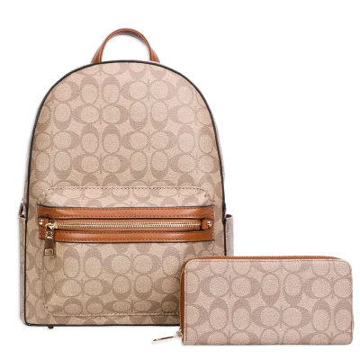2pc Double Half Moon Backpack with Wallet