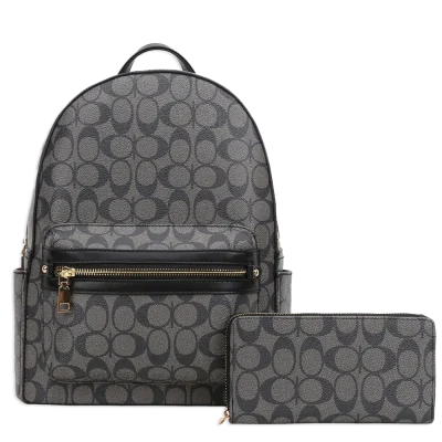 2pc Double Half Moon Backpack with Wallet