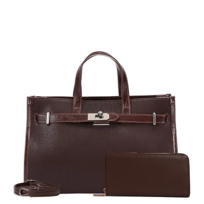 2pc Front Lock Satchel with Wallet