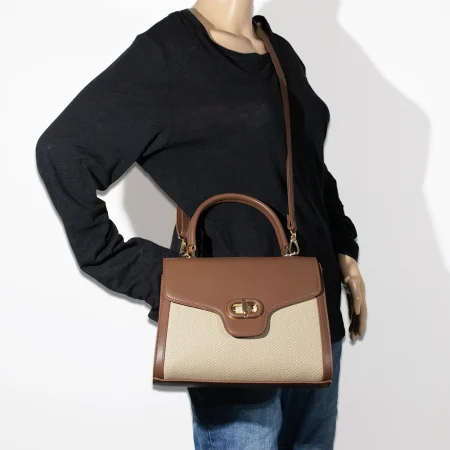 2pc 2 Tone Twist Lock Satchel with Wallet