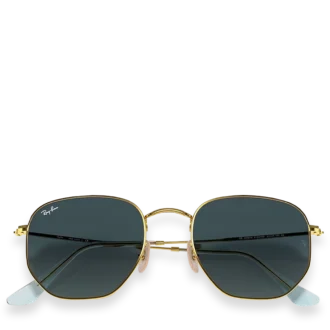 Hexagon Flat Lenses Polished Gold with Blue Gradient