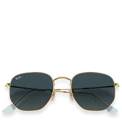 Hexagon Flat Lenses Polished Gold with Blue Gradient