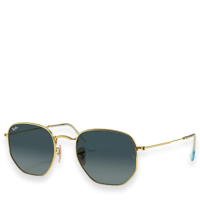 Hexagon Flat Lenses Polished Gold with Blue Gradient