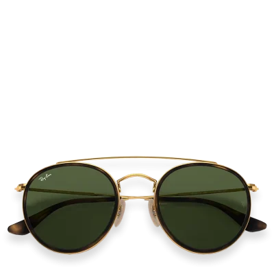 Round Double Bridge Polished Gold with G-15 Green