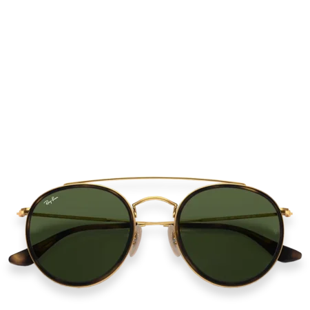 Round Double Bridge Polished Gold with G-15 Green