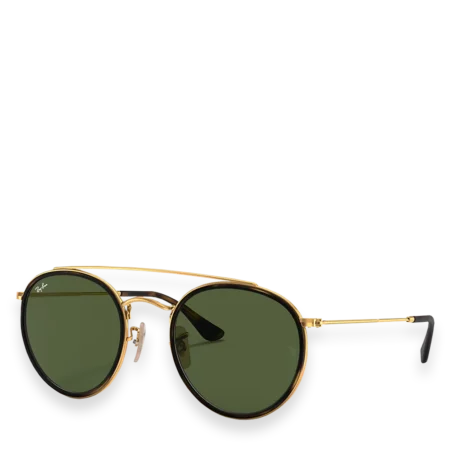 Round Double Bridge Polished Gold with G-15 Green