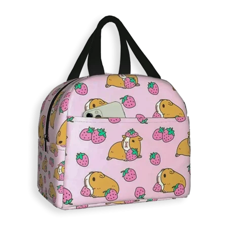 Pink Guinea Pig with Strawberries Lunch Box