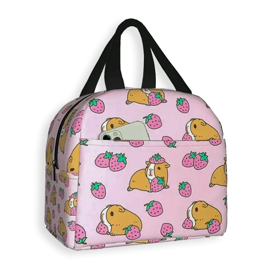 Pink Guinea Pig with Strawberries Lunch Box